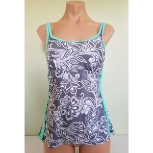 Go by Gossip floral gray double strap tankini top size M